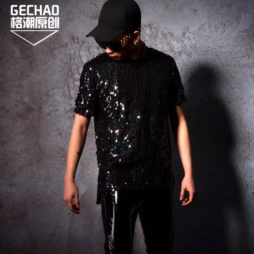 2019 new personalized sequins Plus size T shirt DJ Hip-Hop rock bar nightclub stage performance clothing Men black T-shirt S-5XL
2019 new personalized sequins Plus size T shirt DJ Hip-Hop rock bar nightclub stage performance clothing Men black T-shirt S-5XL