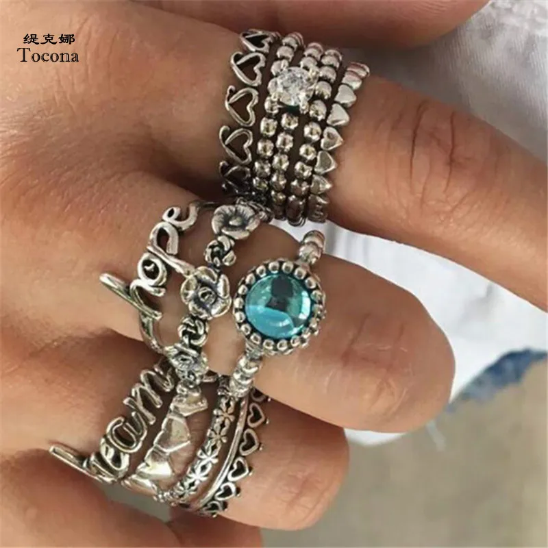 Tocona 11pcs/Set Bohemia Antique Silver Letter Flower Heart Rhinestone Knuckle Midi Finger Rings Set for Women Jewelry 4229
Tocona 11pcs/Set Bohemia Antique Silver Letter Flower Heart Rhinestone Knuckle Midi Finger Rings Set for Women Jewelry 4229