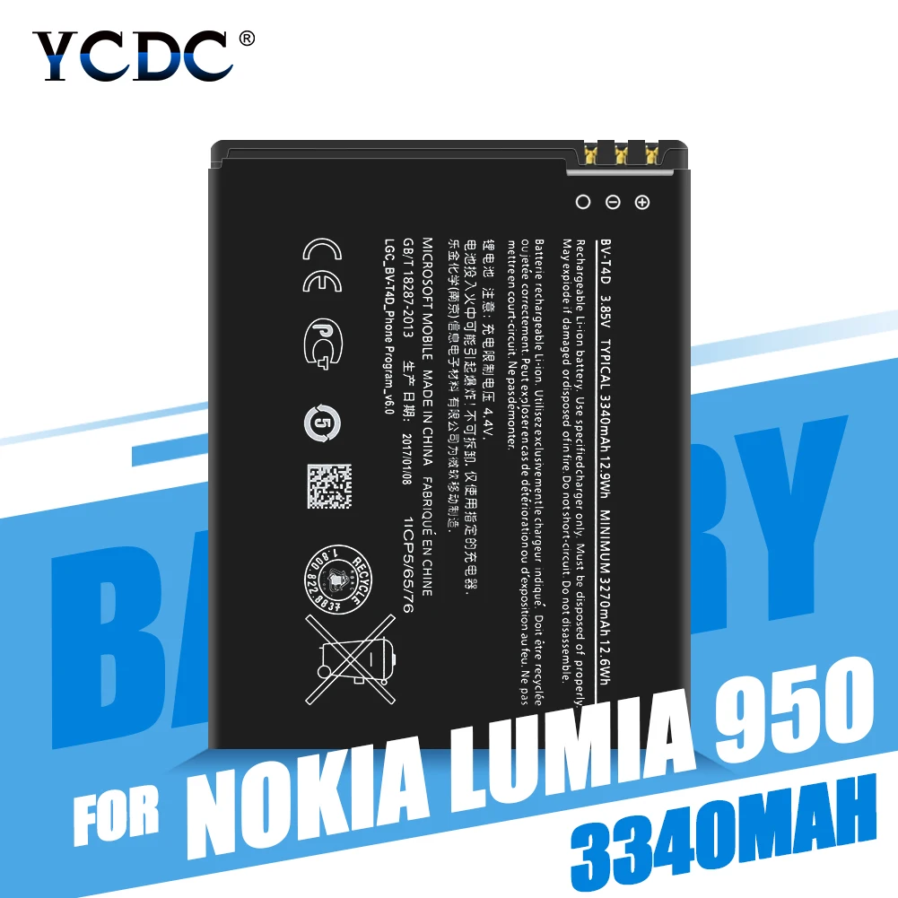 3340mAh BVT4D BV-T4D Battery Rechargeable Phone Batteries For Microsoft Nokia Lumia 950 XL 940 XL RM-1118 Lithium Bateria
3340mAh BVT4D BV-T4D Battery Rechargeable Phone Batteries For Microsoft Nokia Lumia 950 XL 940 XL RM-1118 Lithium Bateria