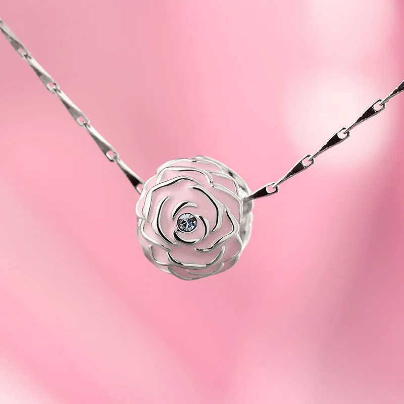 T400 925 Sterling Silver Rose Shaped Bead for Women