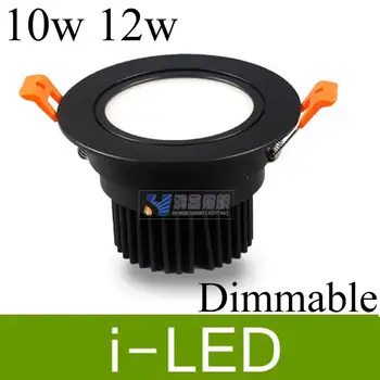 Frosted PC Led Ceiling Downlights Dimmable 10w 12w Led Recessed Spot Lamp Lights Black shell 120angle AC90-260V CRI85UL CE&ROHS