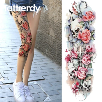 Sexy Summer Women Flower Temporary Tattoo Full Arm/Legs Skull rose bird Body Art Tattoo Stickers Girl Shoulder Party Waterproof
Sexy Summer Women Flower Temporary Tattoo Full Arm/Legs Skull rose bird Body Art Tattoo Stickers Girl Shoulder Party Waterproof