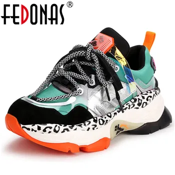 

FEDONAS 2020 Fashion Mixed Colors Pigskin Synthetic Leather Women Flats Casual Shoes Woman Quality Comfortable Women Sneakers