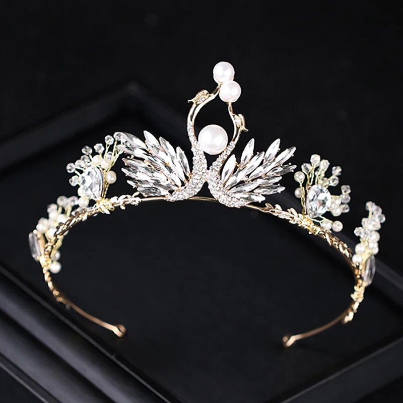 Trendy-Pearl-Swan-Wedding-Hair-Accessories-Gold-Crystal-Tiara-Crown-Wing-Bridal-Women-Princess-Diadem-Rhinestone