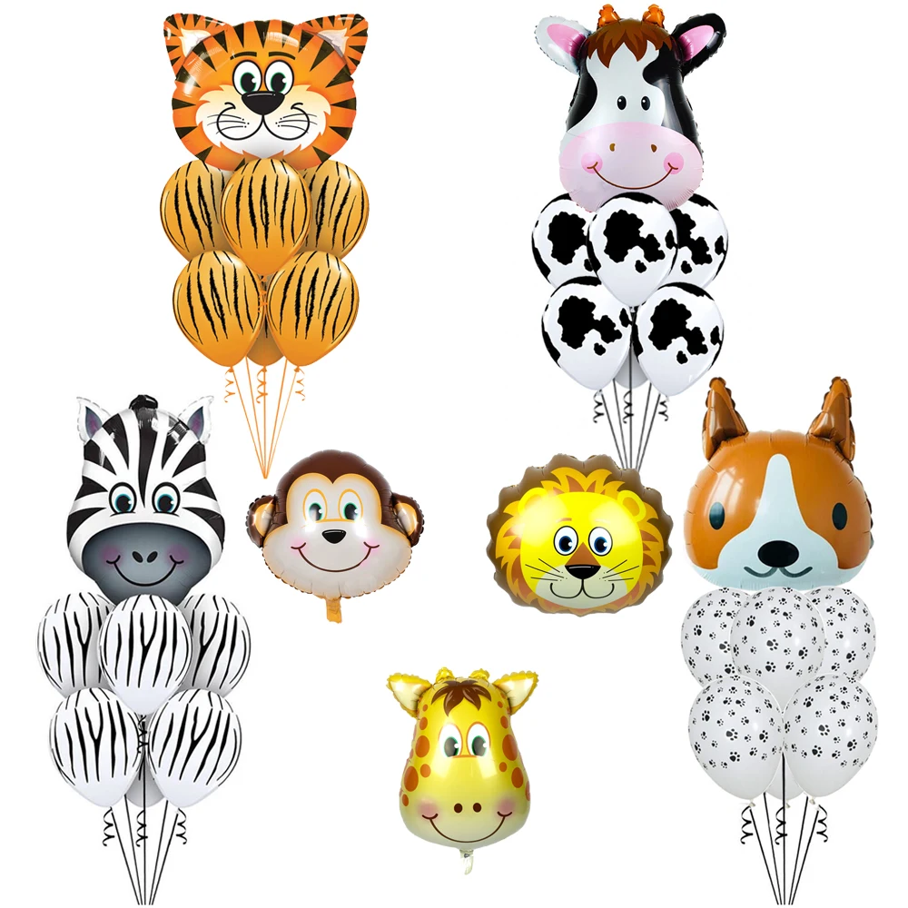 

Jungle Animal Tiger Lion Monkey Zebra Giraffe Cow Air Helium Balloon Kids Safari Birthday Party Decor Zoo Theme Supplies