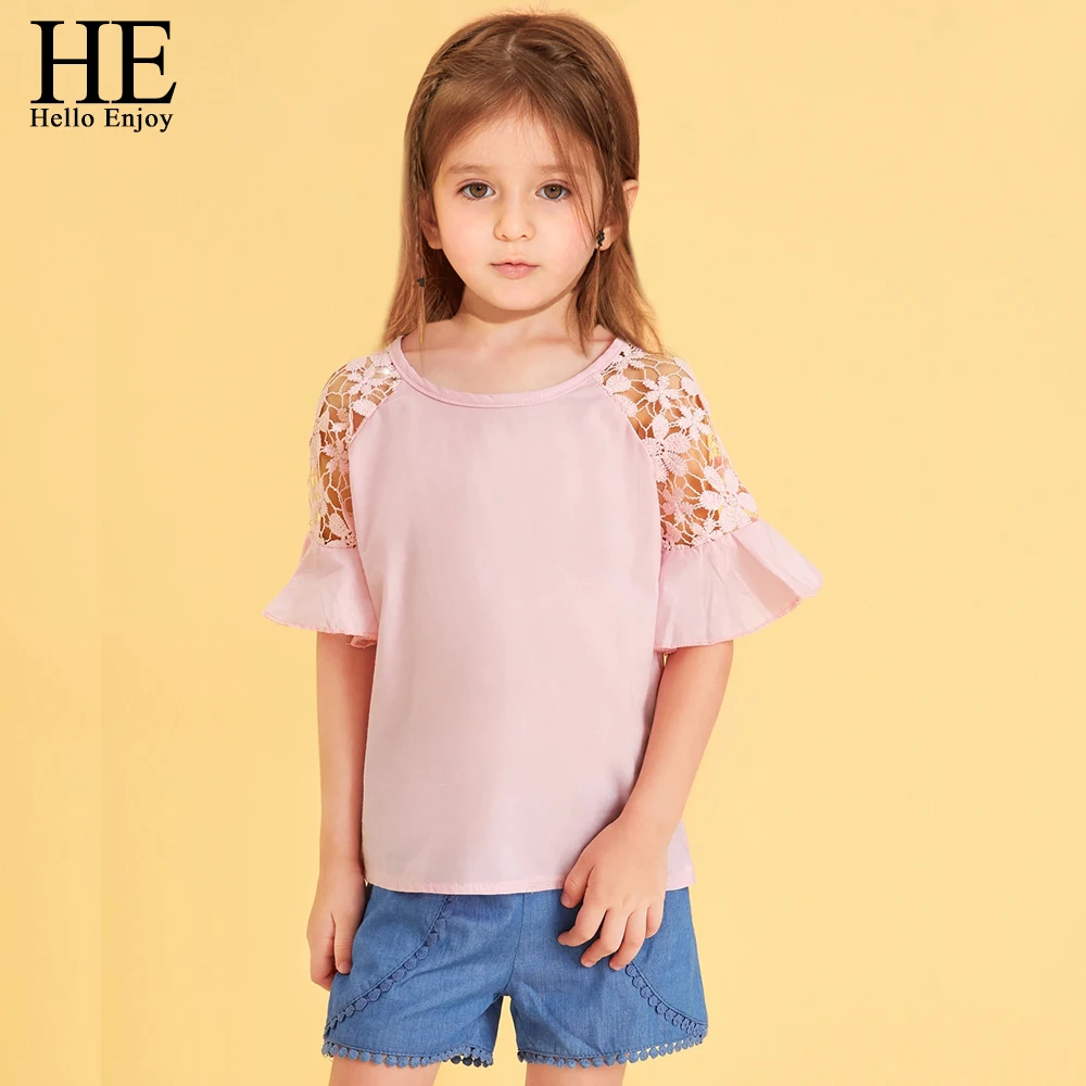 HE Hello Enjoy Baby Girl Tops Pullover Summer Lace Flower T Shirt Pink Casual Clothes Children Kids Clothes Sweet 2019 fashion
HE Hello Enjoy Baby Girl Tops Pullover Summer Lace Flower T Shirt Pink Casual Clothes Children Kids Clothes Sweet 2019 fashion