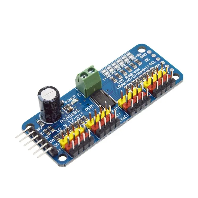 16-Channel 12-bit PWM/Servo Driver - I2C interface - PCA9685 for Arduino Raspberry Pi DIY Servo Shield Module
16-Channel 12-bit PWM/Servo Driver - I2C interface - PCA9685 for Arduino Raspberry Pi DIY Servo Shield Module