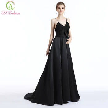 Clearance Black Evening Dress Sexy V-neck Sweep Train Lace with Satin Backless Simple Prom Formal Gowns Robe De Soiree
Clearance Black Evening Dress Sexy V-neck Sweep Train Lace with Satin Backless Simple Prom Formal Gowns Robe De Soiree