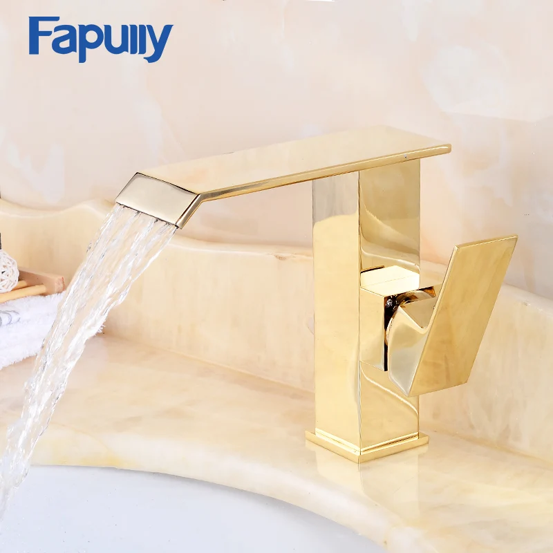 Fapully Basin Faucet Gold Polish Sink Faucet Waterfall Faucet Single Handle Single Hole Mixer Tap Basin Faucet Taps 507-11 
Fapully Basin Faucet Gold Polish Sink Faucet Waterfall Faucet Single Handle Single Hole Mixer Tap Basin Faucet Taps 507-11