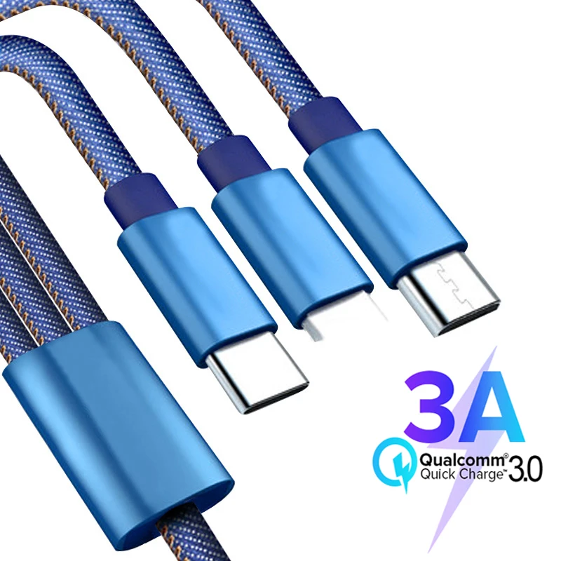 3 In 1 Micro USB Type C Fast Charge Cable Multi Usb Port Multiple Charger Cable Usbc Phone Cables for Samsung Note10 Redmi 8 8A
3 In 1 Micro USB Type C Fast Charge Cable Multi Usb Port Multiple Charger Cable Usbc Phone Cables for Samsung Note10 Redmi 8 8A