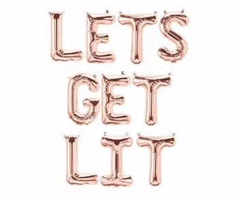 16 Inch Rose Gold Silver LETS GET LIT Letter Foil Balloons Holiday Balloons Bachelorette Party 21st Birthday Party Decoration
16 Inch Rose Gold Silver LETS GET LIT Letter Foil Balloons Holiday Balloons Bachelorette Party 21st Birthday Party Decoration