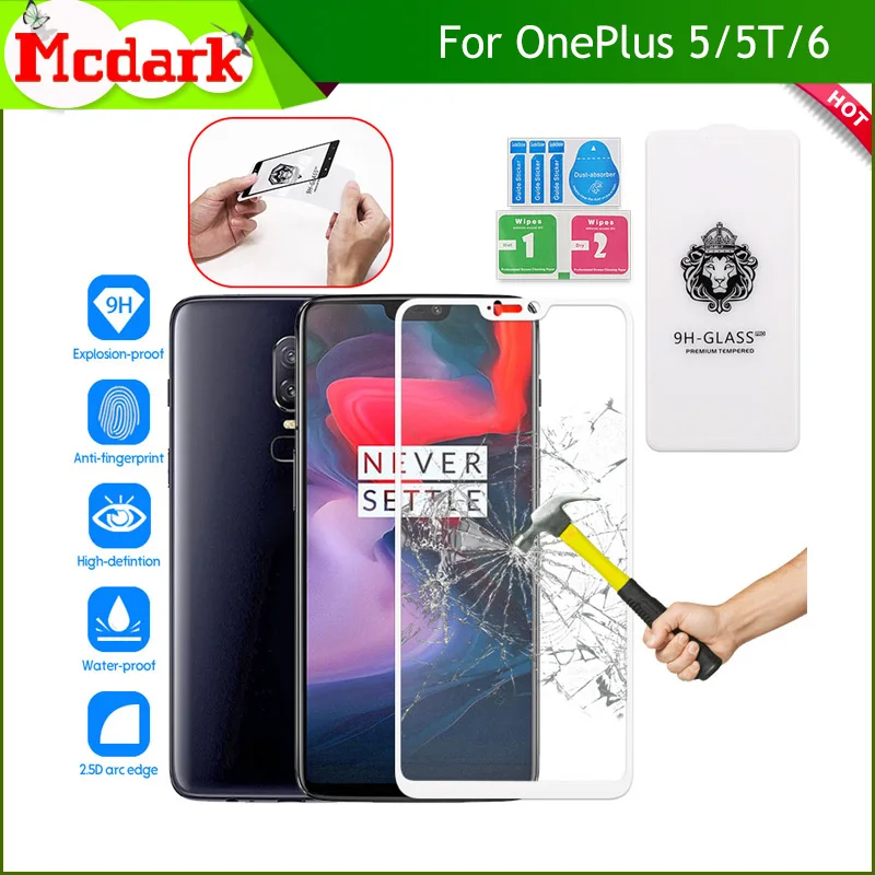 Закаленное стекло Mcdark 2.5D 9H для OnePlus 5 5T Защита экрана 6 закаленное телефона