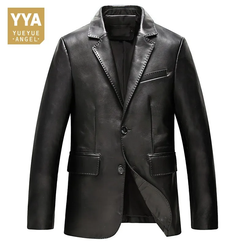 British Luxury Mens Genuine Leather Blazer Jacket Two Button Lapel Collar Business Man Work Suit Coat Slim Fit Outwear Jackets
British Luxury Mens Genuine Leather Blazer Jacket Two Button Lapel Collar Business Man Work Suit Coat Slim Fit Outwear Jackets