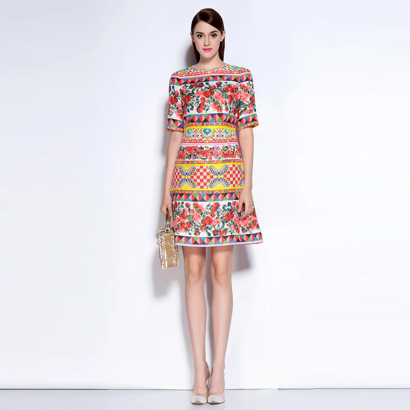 2018 Europe Fashion Autumn Newest Vintage O-Neck Half Sleeve Check Rose Print Elegant Slim A-Line Above Knee Dress Women
2018 Europe Fashion Autumn Newest Vintage O-Neck Half Sleeve Check Rose Print Elegant Slim A-Line Above Knee Dress Women