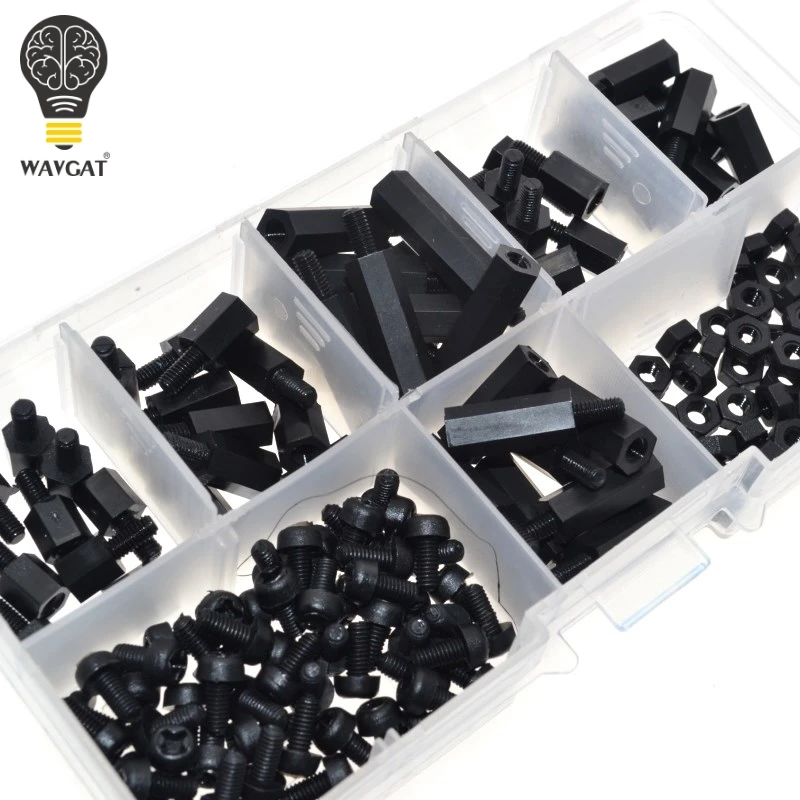 M3 Nylon Black Hex M-F Spacers/ Screws/ Nuts Assorted Kit, Standoff Free shipping WAVGAT
M3 Nylon Black Hex M-F Spacers/ Screws/ Nuts Assorted Kit, Standoff Free shipping WAVGAT