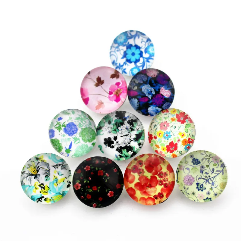 

20pcs/lot Mix Random Flower Snap Buttons Fit 18mm Glass Buttons Snap Jewelry Bracelets&Bangles Diy Snap Jewelry