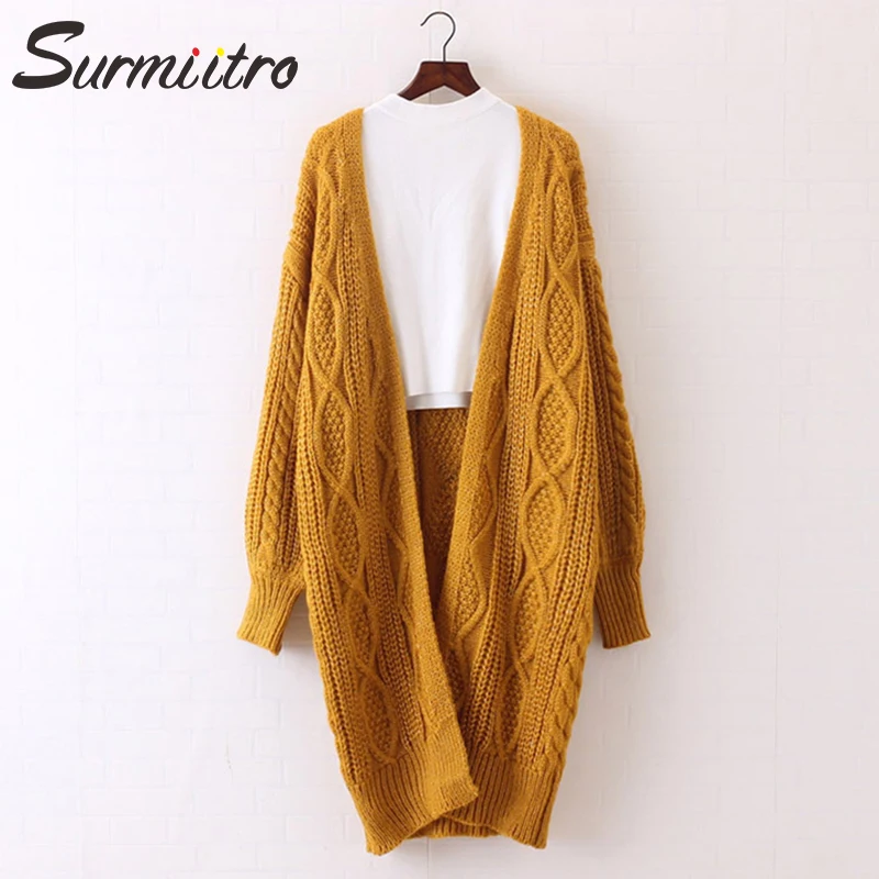 Surmiitro Casual Long Cardigan Coarse Knitted 2019 Autumn Winter Warm Long Sleeve Tricot Sweater Cardigan Female Coat Knitwear
Surmiitro Casual Long Cardigan Coarse Knitted 2019 Autumn Winter Warm Long Sleeve Tricot Sweater Cardigan Female Coat Knitwear