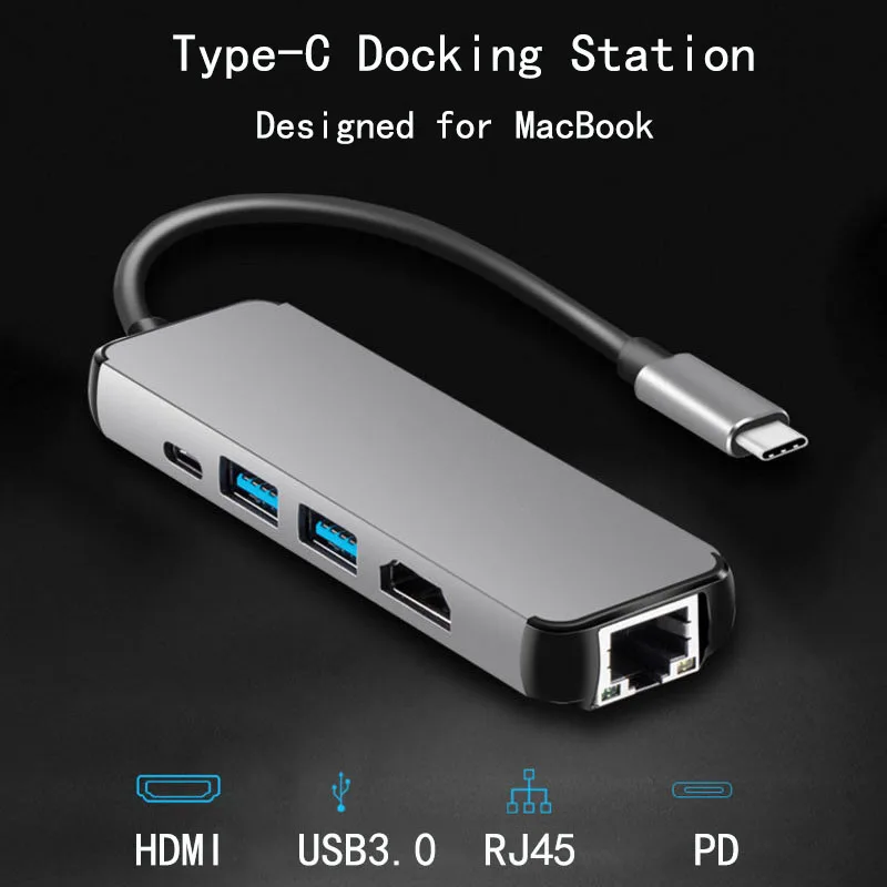 Док станция USB C для ноутбука 3 0 HDMI RJ45|Док-станции ноутбуков| |