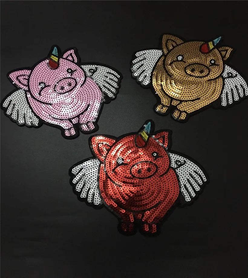 NEW 1pcs Sequins wings horns pig patches beauty Embroidery Fabric Large Applique Patch Sew Dress Cloth Decorate Accessory DIY
NEW 1pcs Sequins wings horns pig patches beauty Embroidery Fabric Large Applique Patch Sew Dress Cloth Decorate Accessory DIY