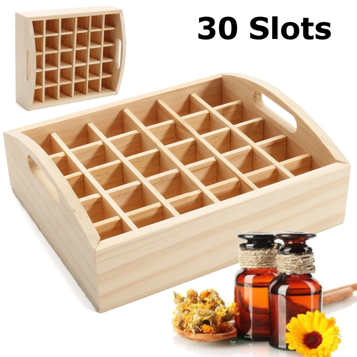 30 Grids Essential Oils Wooden Tray 5-10ml bottles SPA / YOGA Club Aromatherapy Storage Box Nail Gel Polish Organizer Container
30 Grids Essential Oils Wooden Tray 5-10ml bottles SPA / YOGA Club Aromatherapy Storage Box Nail Gel Polish Organizer Container