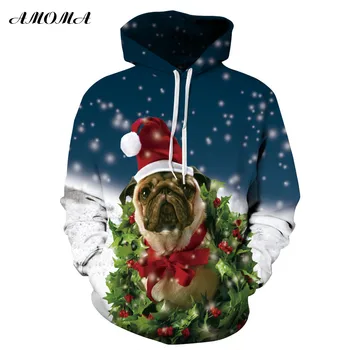 AMOMA Christmas Hooded Sweatshirt Unisex Realistic 3D Digital Print Pullover Hoodie Christmas Pug
AMOMA Christmas Hooded Sweatshirt Unisex Realistic 3D Digital Print Pullover Hoodie Christmas Pug