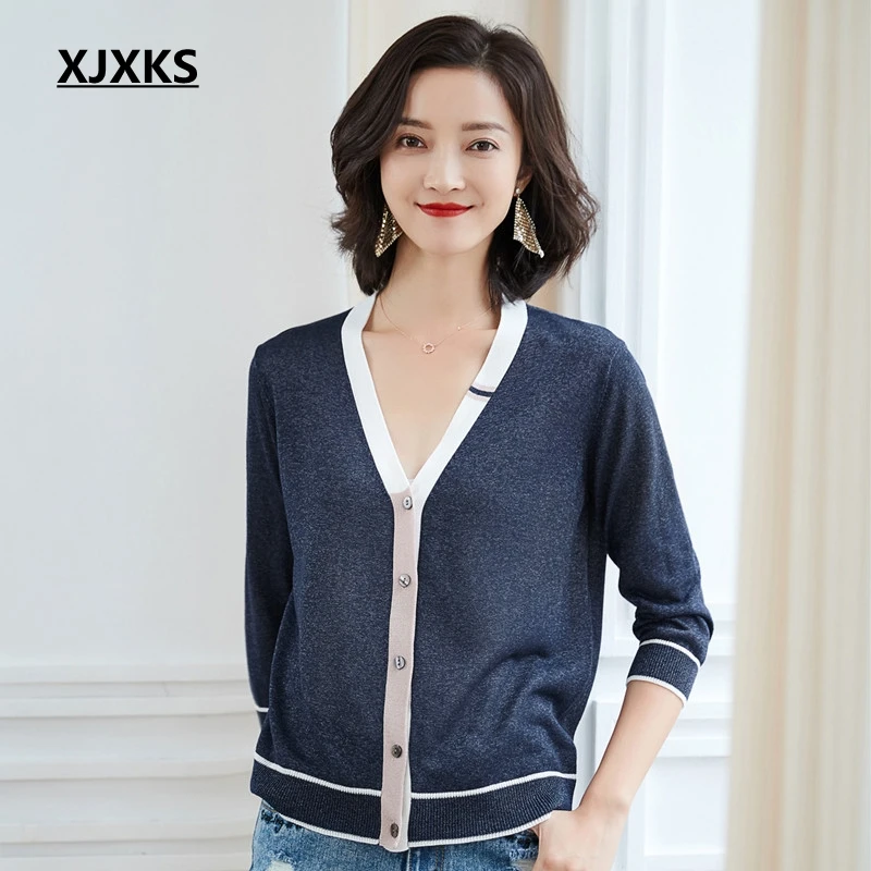 XJXKS Women Cardigan 2019 Spring New Fashion Comfortable V-neck Knitting High Quality Thin Button Young Women Sweater Cardigans
XJXKS Women Cardigan 2019 Spring New Fashion Comfortable V-neck Knitting High Quality Thin Button Young Women Sweater Cardigans