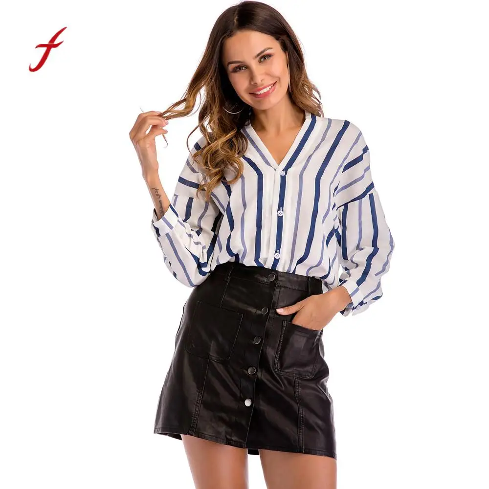 Feitong 2018 New Spring Autumn Women Blouse Women's Casual V-neck Long Sleeve Work Shirts Stripe Print office Tops Blouse /PY
Feitong 2018 New Spring Autumn Women Blouse Women's Casual V-neck Long Sleeve Work Shirts Stripe Print office Tops Blouse /PY