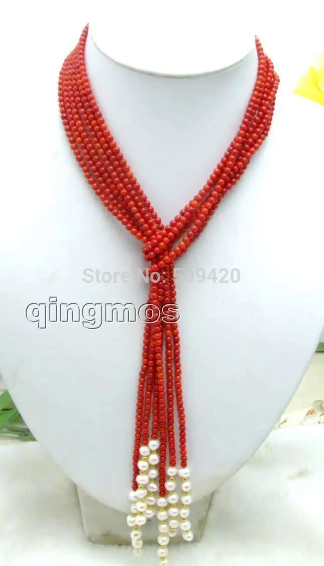 WholesaleSALE Long 45" Natural 3 Strands Red round Coral & White Pearl Necklace-nec5643
WholesaleSALE Long 45" Natural 3 Strands Red round Coral & White Pearl Necklace-nec5643