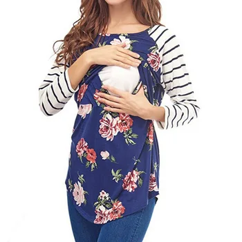 Fashion Striped Floral Women's Maternity T-Shirt Long Sleeve Casual Breastfeeding Tops Breastfeeding Clothes Women
Fashion Striped Floral Women's Maternity T-Shirt Long Sleeve Casual Breastfeeding Tops Breastfeeding Clothes Women