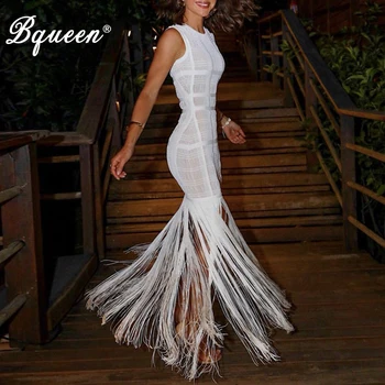 Bqueen 2019 Women New Sexy Bandage Dress Sleeveless O Neck Ankle -Length Tassel Lace Bodycon Sheath Dress Lady Party Long Gown
Bqueen 2019 Women New Sexy Bandage Dress Sleeveless O Neck Ankle -Length Tassel Lace Bodycon Sheath Dress Lady Party Long Gown