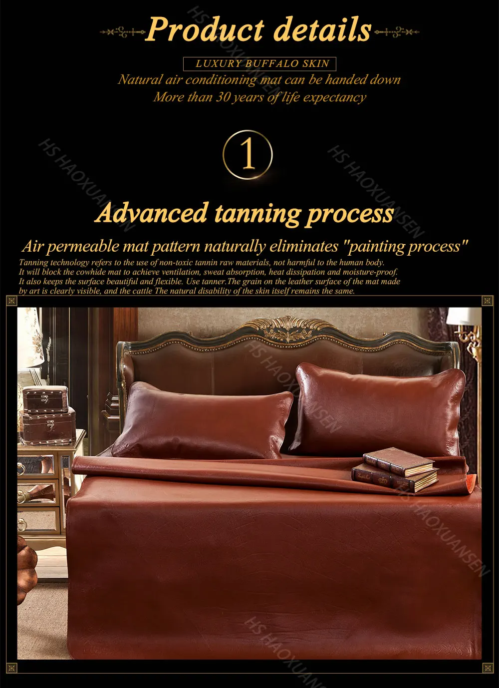 reddish-brown 9 kg cowhide mat 3pcs full grain leather mat air