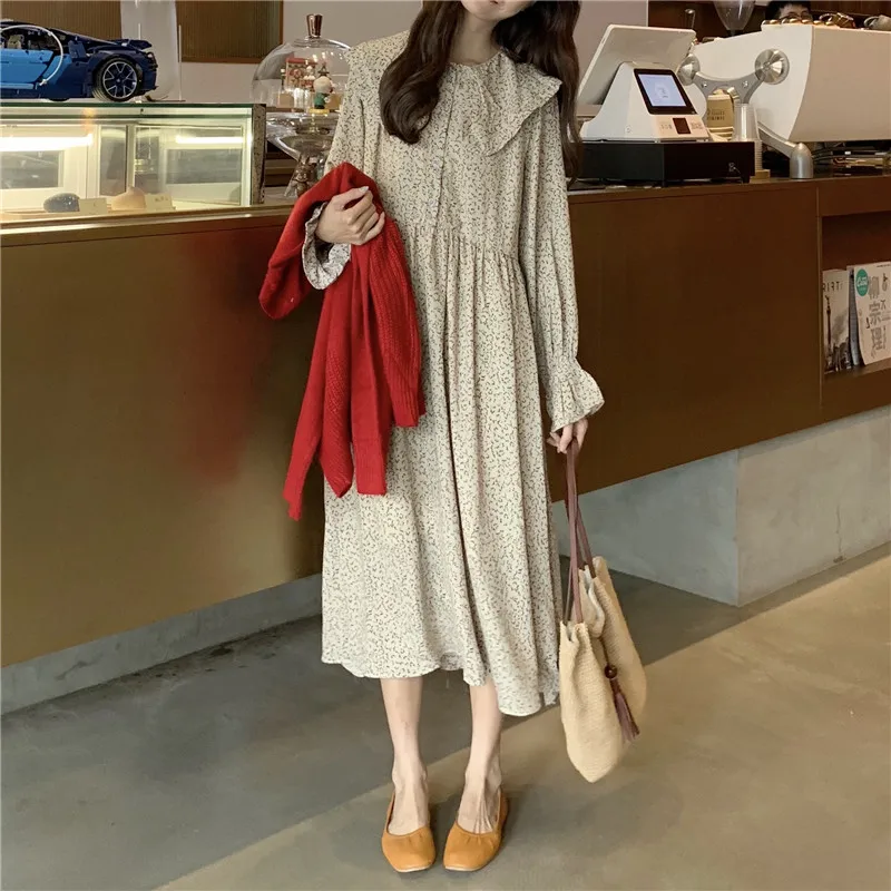 Korean Long Sleeve Dress Korean Fashion Vintage Peter Pan Collar Loose A-line 2019 Spring Summer Casual Beach Sundress Plus Size
Korean Long Sleeve Dress Korean Fashion Vintage Peter Pan Collar Loose A-line 2019 Spring Summer Casual Beach Sundress Plus Size