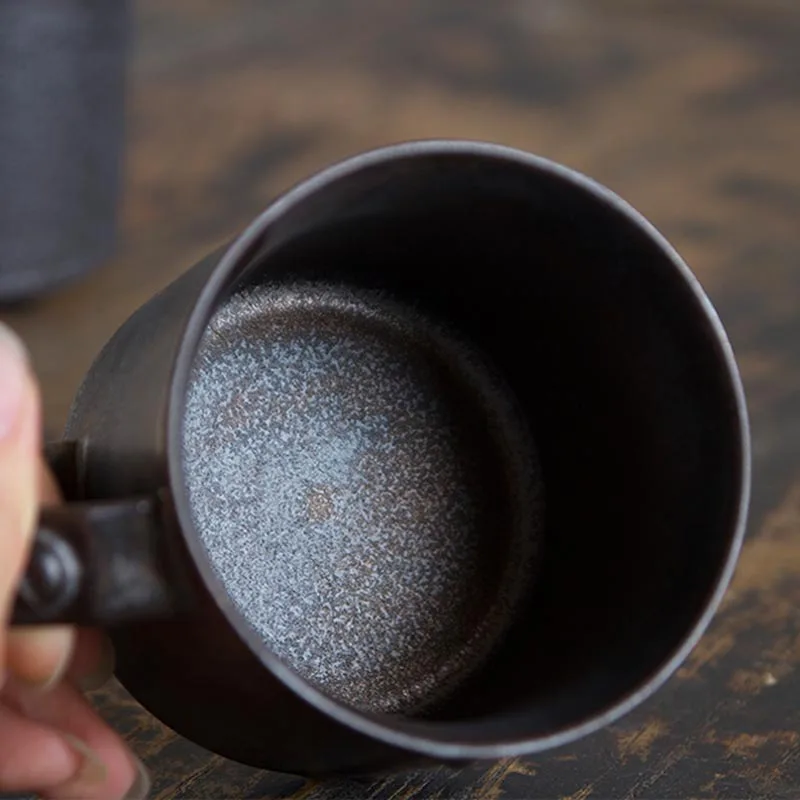 260 мл черная дзен керамическая грубая кофейная кружка в японском стиле ретро