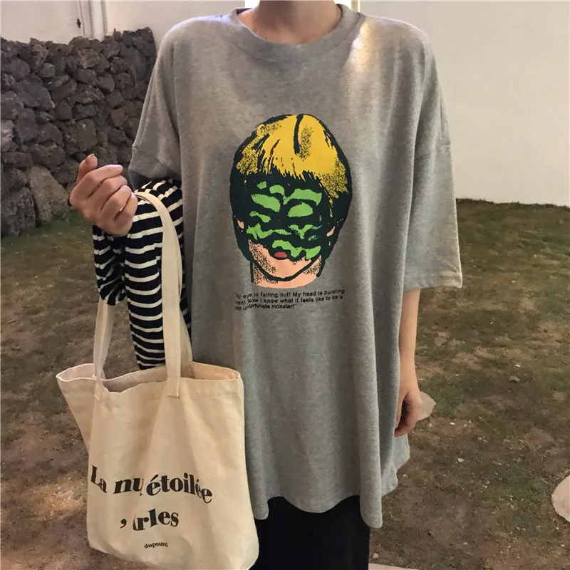 3 colors 2019 summer korean style cartoon print short sleeve funny t-shirts womens tee shirt femme women tops (KL6393)
3 colors 2019 summer korean style cartoon print short sleeve funny t-shirts womens tee shirt femme women tops (KL6393)