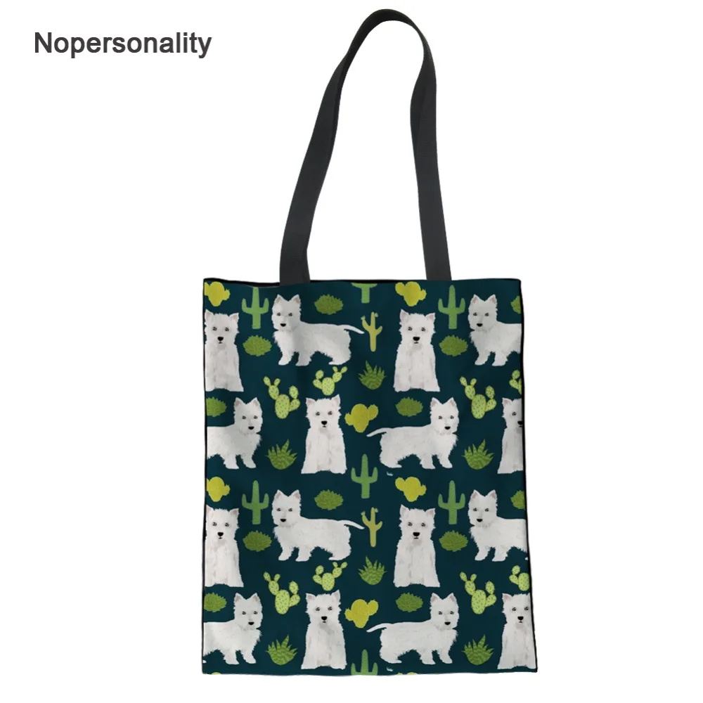 Холщовые сумки Nopersonality с принтом кактуса Westie для женщин Повседневная летняя