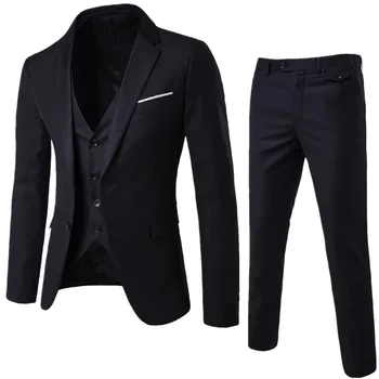 2019 High Quality costume homme Business Leisure Suit Three-Piece Groom Best Man Wedding Suit Set Black men suit terno masculino
2019 High Quality costume homme Business Leisure Suit Three-Piece Groom Best Man Wedding Suit Set Black men suit terno masculino