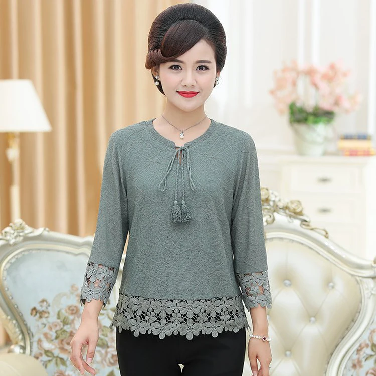 Half Sleeve Top Lace T-Shirt 2019 Spring Summer New Middle Age Mother Plus Size Clothes Women Bow O-Neck Tee Shirt Femme
Half Sleeve Top Lace T-Shirt 2019 Spring Summer New Middle Age Mother Plus Size Clothes Women Bow O-Neck Tee Shirt Femme