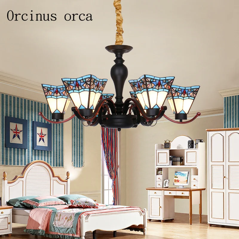 Mediterranean style high-grade glass chandelier living room American countryside simple modern Chandelier free shipping | Освещение