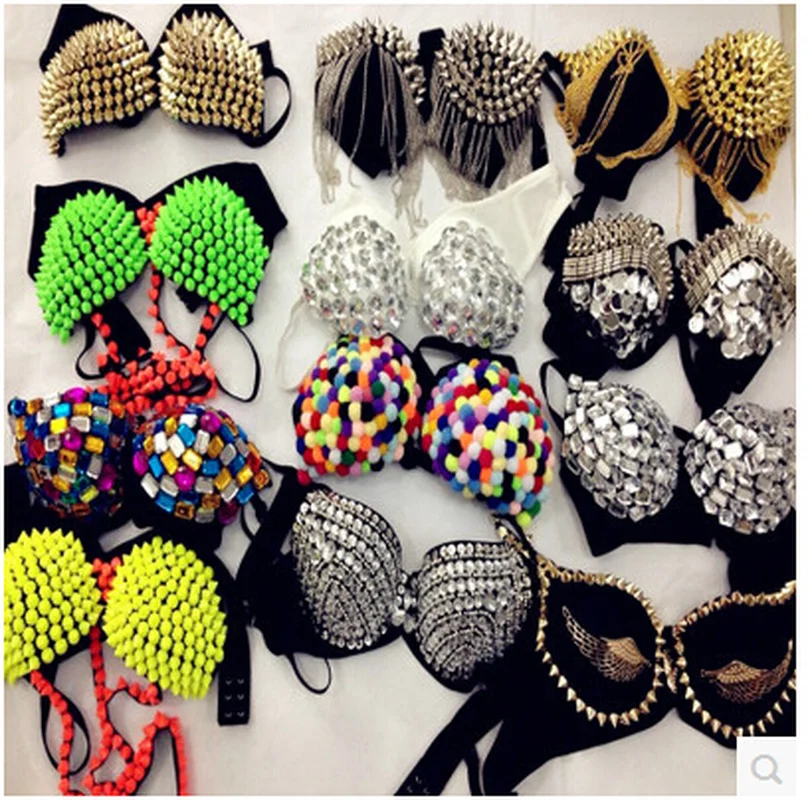 Sexy Bra Women Fashion Spike Stud Rivet Bra Gold Silver Lingerie Punk Party Wear Clubwear Push Up Bra for Women Dance Costume
Sexy Bra Women Fashion Spike Stud Rivet Bra Gold Silver Lingerie Punk Party Wear Clubwear Push Up Bra for Women Dance Costume