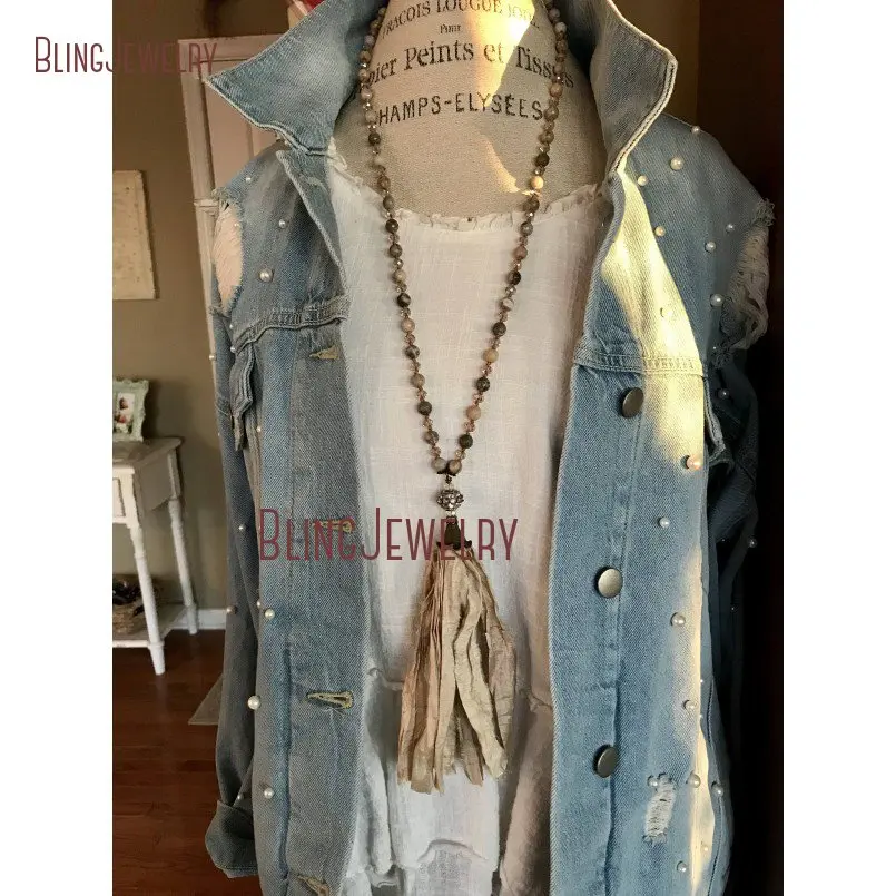 20180925-NM15551-romantic shabby boho glam sari silk tassel necklace hand knot neutral stone unique accessory