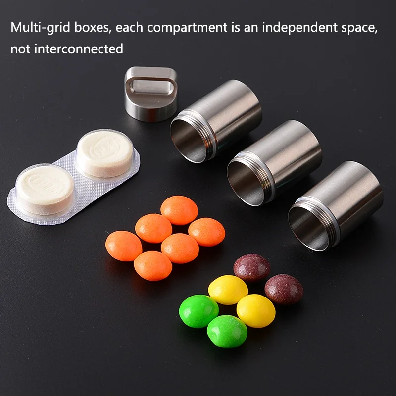 Waterproof Medicine Bottle Stainless Steel Sealed Bottle Independent Camping Multi Combination Pill Storage Pocket Tank 1PCS
Waterproof Medicine Bottle Stainless Steel Sealed Bottle Independent Camping Multi Combination Pill Storage Pocket Tank 1PCS