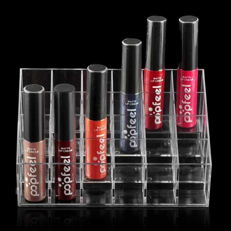 

24 Lipstick Holder Display Stand Clear Acrylic Cosmetic Organizer Makeup Case Sundry Storage makeup organizer organizador Brand