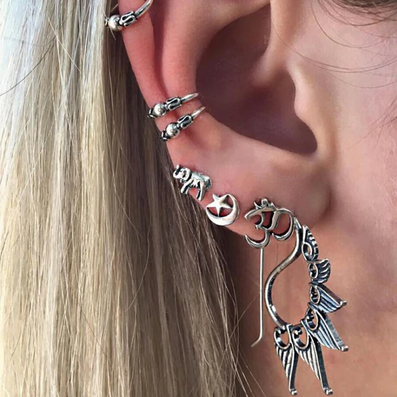 7 Pcs/set Fashion Bohemian Style Elephant Moon Star Earrings For Women Mix Circle Ear Jewelry 5E567
7 Pcs/set Fashion Bohemian Style Elephant Moon Star Earrings For Women Mix Circle Ear Jewelry 5E567