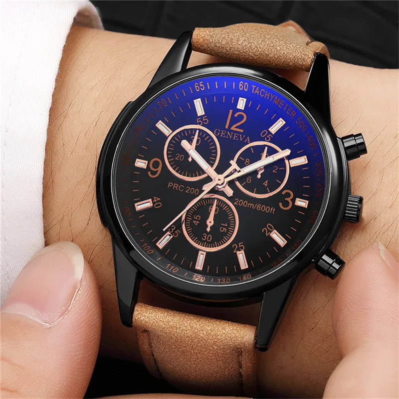 Geneva Watch Men 2019 New Stylish Blue- ray Quartz Black Mens Watches Leather Watch Men Casual Clock Wristwatch montre homme
Geneva Watch Men 2019 New Stylish Blue- ray Quartz Black Mens Watches Leather Watch Men Casual Clock Wristwatch montre homme