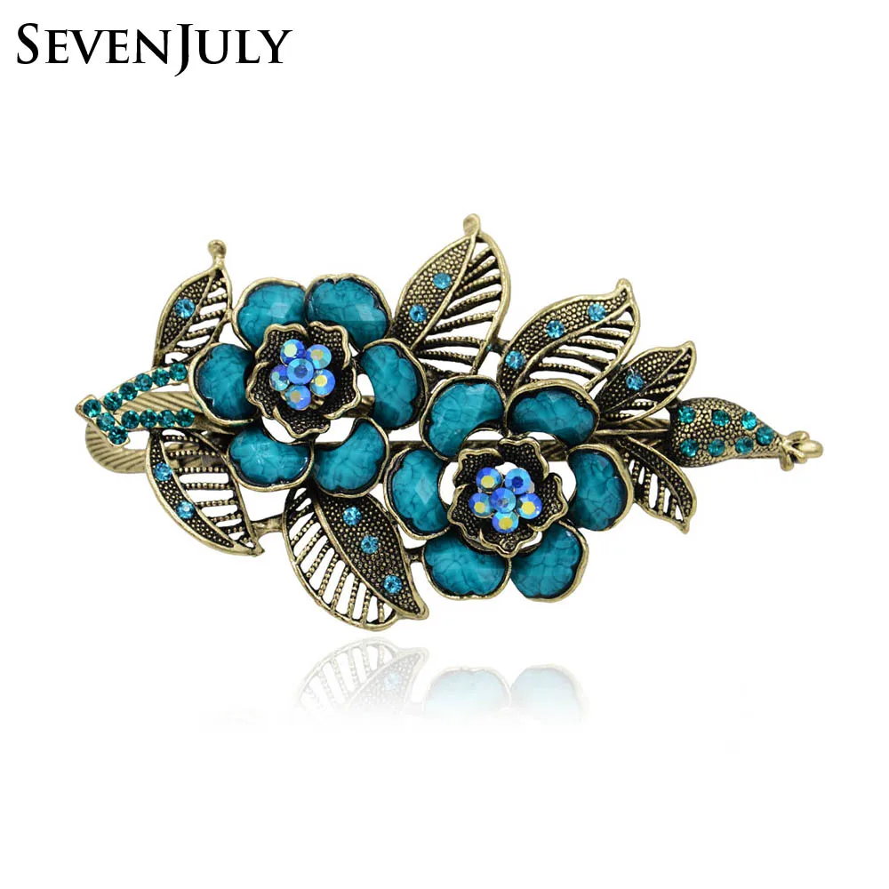 Acrylic Double Rose Flower Hairpin Women Crystal Rhinestone Metal Leaves Barrettes Headwear Hair Jewelry Accessory | Украшения и