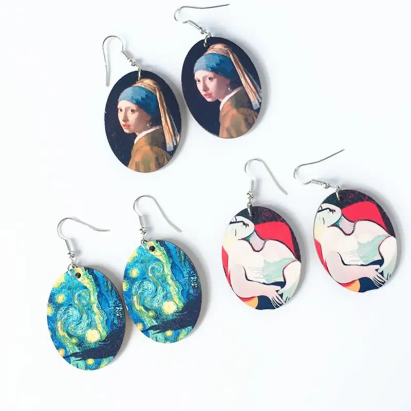 1 Pair Creative Vintage Oil Painting Earrings Minimalism Cartoon Design Female Ear Hooks Danglers Jewelry Gift
1 Pair Creative Vintage Oil Painting Earrings Minimalism Cartoon Design Female Ear Hooks Danglers Jewelry Gift