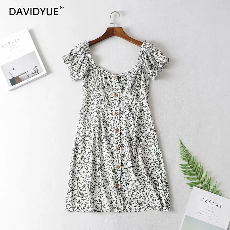 Vintage boho leaves print beach dress elegant bohemian slash neck puff sleeve sexy mini dress korean casual Summer dress
Vintage boho leaves print beach dress elegant bohemian slash neck puff sleeve sexy mini dress korean casual Summer dress
