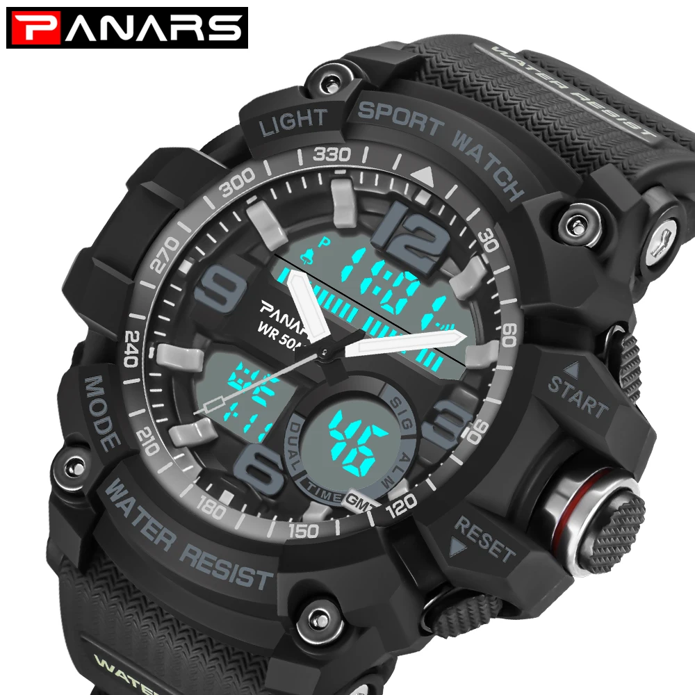 PANARS Men Watch Alarm Clock Waterproof Sport G Style Dual Time Climbing Shock Wrist Watch LED Backlight Watches Male 8010
PANARS Men Watch Alarm Clock Waterproof Sport G Style Dual Time Climbing Shock Wrist Watch LED Backlight Watches Male 8010