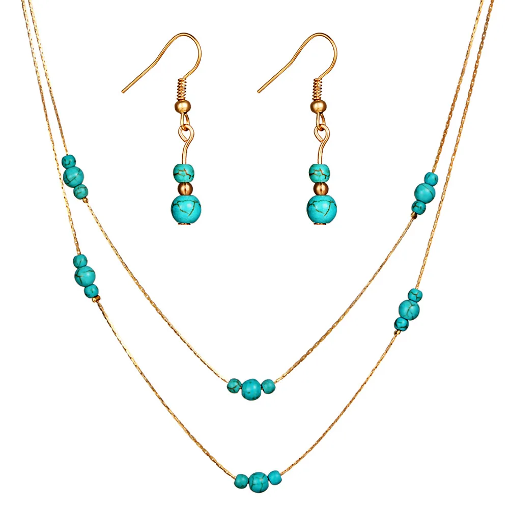 Bohemia Multi-layer Pendant Necklace Earrings Set Silver Stone Beads Charms Dangle Earrings Statement Women Dress Jewelry Gift
Bohemia Multi-layer Pendant Necklace Earrings Set Silver Stone Beads Charms Dangle Earrings Statement Women Dress Jewelry Gift