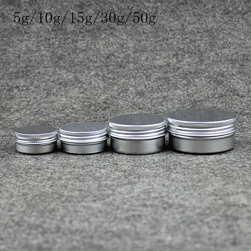 

100pcs 5g 10g 15g 30g 50g Empty Aluminum Jars Refillable Cosmetic Bottle Ointment Cream Sample Packaging Containers Screw Cap